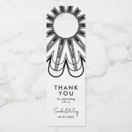 Dank u minimalistische zwart-witte bloem flessenhanger