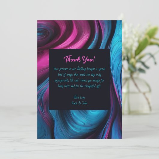 Dank u-Modern Abstract -Blauw en Roze- Kaart (Staand voorkant)