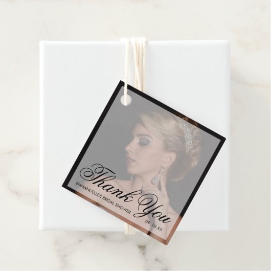 Dank u Modern Black Photo Vrijgezellenfeest Bedankjes Labels (In situ)