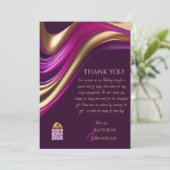 Dank u-Modern -Paarse Fuchsia en Goud- Kaart (Staand voorkant)