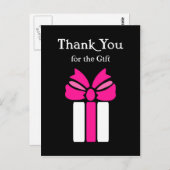 Dank u Modern Roze en Zwart met Bow Briefkaart (Voorkant / Achterkant)