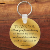 Dank u modern script goud metallic bruiloft sleutelhanger (Voorkant)