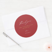 Dank u Modern Script Red Ronde Sticker (Envelop)