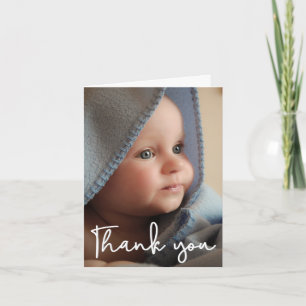 Dank u Modern Vertical Baby Foto geboorte Aankondiging
