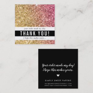 DANK U moderne eenvoudige luxe gouden roze glitter Vierkante Visitekaartje