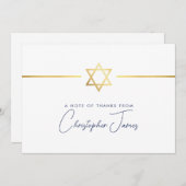 DANK U moderne gouden Joodse ster marineblauw Bedankkaart (Voorkant / Achterkant)