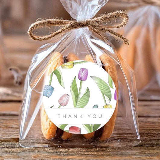 Dank u moderne kleurrijke tulp ronde sticker
