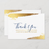 DANK U moderne luxe verguld goud marine blauw Bedankkaart (Voorkant / Achterkant)