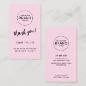 Dank u Moderne Roze Kaart Bedrijfs van de Korting (Voorkant / Achterkant)