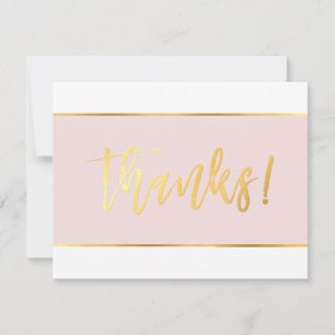 DANK U moderne stijlvolle blush roze goud schrijve Bedankkaart