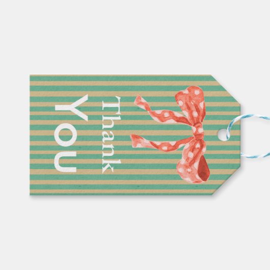 Dank u moderne  strepen Groen Roze Cadeaulabel (Voorkant (Horizontaal))