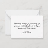 dank u moderne typografie bruiloft foto notitiekaartje (Achterkant)