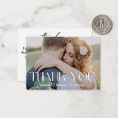 Dank u, moderne typografie, trouwfoto notitiekaartje (Voorkant / Achterkant in situ)
