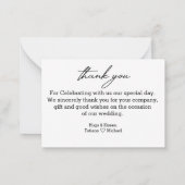 Dank u, moderne typografie, trouwfoto notitiekaartje (Achterkant)