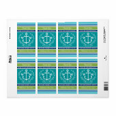 Dank u Monogram Anker Laurel kransstrepen Etiket (Full Sheet)