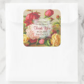 Dank u Monogram Victoriaans Rozen Bruiloft Vierkante Sticker (Tas)