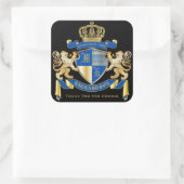 Dank u Monogram Wapenschild Gouden Leeuw Embleem Vierkante Sticker (Tas)
