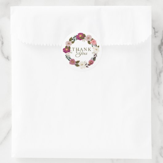 Dank u Moody Floral Waterverf Ronde Sticker (Tas)