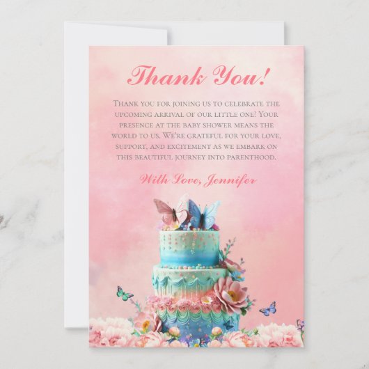 Dank u mooie vlinders tweeling Baby cake Kaart (Voorkant)