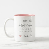 Dank u Music Teacher Apprecible Treble Clef Tweekleurige Koffiemok (Links)