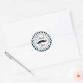 Dank U Mustache Blauwe en Zwarte Stickers (Envelop)