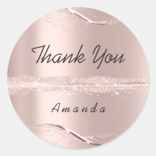 Dank u Naam 16e bruids Roos Glitter Blush Lux Ronde Sticker