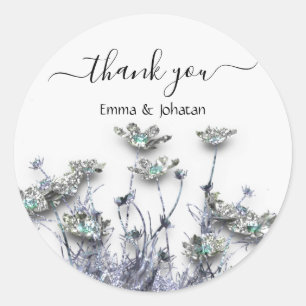 Dank U Naam 16e Bruidswei Wildbloemen Grijs Ronde Sticker