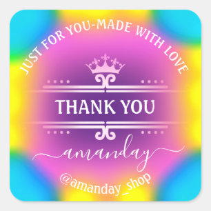 Dank u Naam Boutique Shop Royal Crown Princess Vierkante Sticker