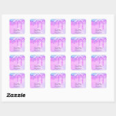 Dank U Naam Drip Favor Roze Blauwe Glitters Vierkante Sticker (Vel)