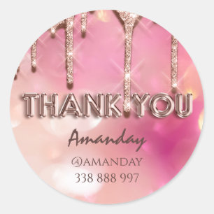 dank u Naam Drips Roos Instagra web roze Ronde Sticker