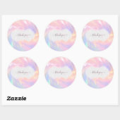 Dank U Naam Holografische Prinses Roze Pastels Ronde Sticker (Vel)