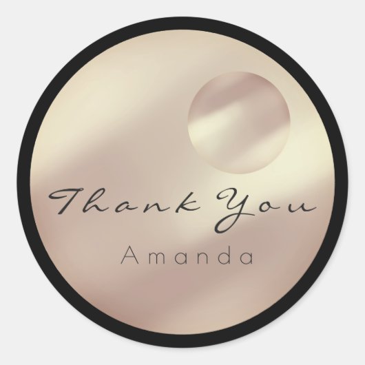 Dank U Naam Koper Zilver Zwart Roze Goud Ronde Sticker (Voorkant)
