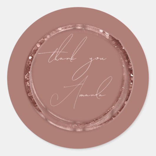 Dank U Naam Roze Poeder Bruidsgunst Ronde Sticker (Voorkant)