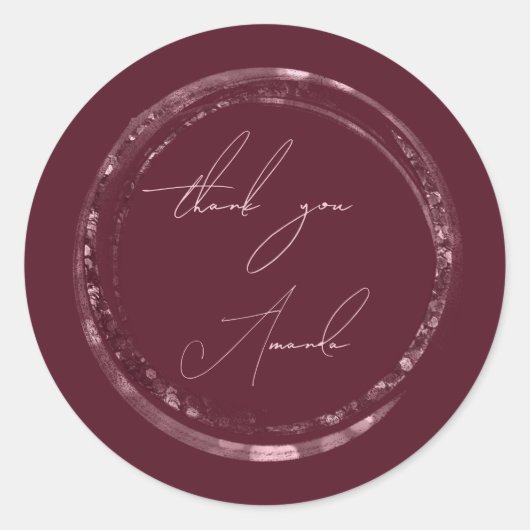 Dank U Naam Zegel Roze Burgundy Glitter (Voorkant)