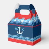 Dank u nautische anker golfboot rood wit blauw bedankdoosjes (Achterkant)