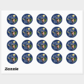 Dank u Navy Blauw Wit Goud Afstudeerfeest Ronde Sticker (Vel)