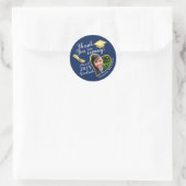 Dank u Navy Blauw Wit Goud Afstudeerfeest Ronde Sticker (Tas)