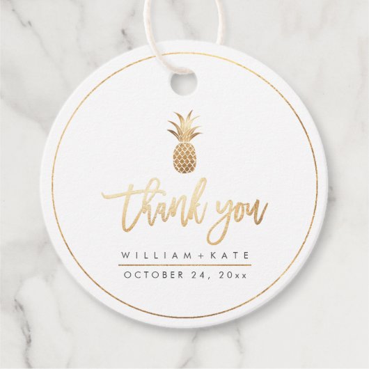 Dank U, Nep Gouden Ananassen Bedankjes Labels (Voorkant)
