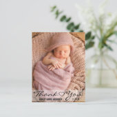 Dank u Nieuwe Baby Moderne Foto Hart Aankondigingskaart (Staand voorkant)