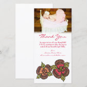 Dank u Nota Baby Meisje Fotokaart Sjabloon (Voorkant / Achterkant)