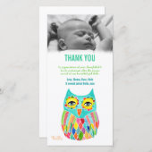 Dank u nota Baby Owl de Sjabloon van de Kaart van (Voorkant / Achterkant)