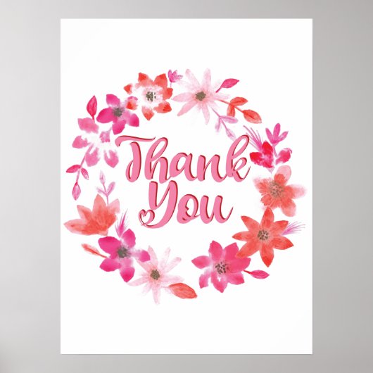 Dank u nota - Floral handgeschreven Vele Bedankt Poster (Voorkant)