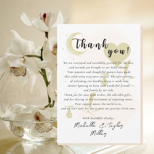 Dank u Nota Kaart Oh Baby's! Neutrale tweeling