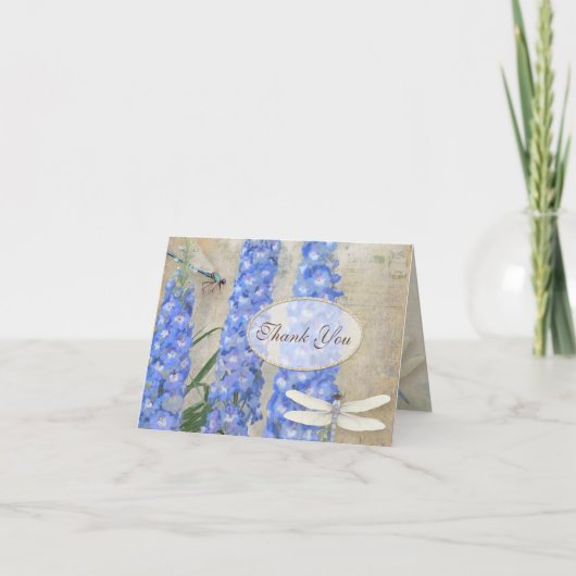 Dank u nota neemt van het Ridderspoor van de Bedankkaart (Voorkant)