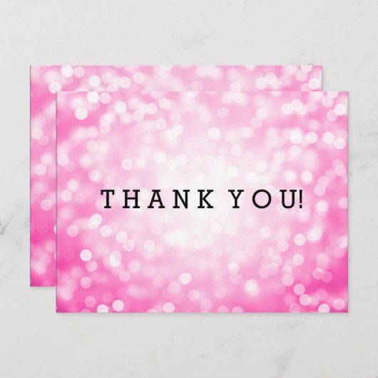 Dank u nota roze glitterlichten briefkaart (Voorkant / Achterkant)