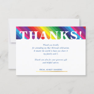 DANK U NOTA VAN heldere, kleurrijke regenboogstrip RSVP Kaartje