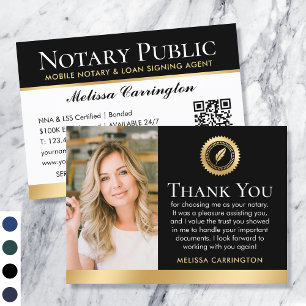 Dank u Notaris Openbare Foto QR Code Zwart Goud Visitekaartje