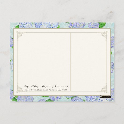 Dank u Notities Blauw Hydrangea Kant Floral Formal (Achterkant)