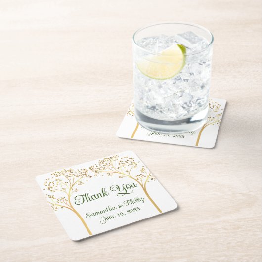 Dank u onderzetter bruiloft gunst goud (Insitu)