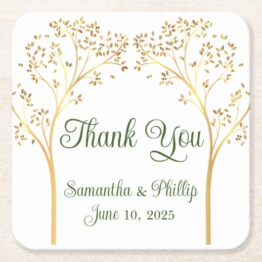 Dank u onderzetter bruiloft gunst goud (Voorkant)